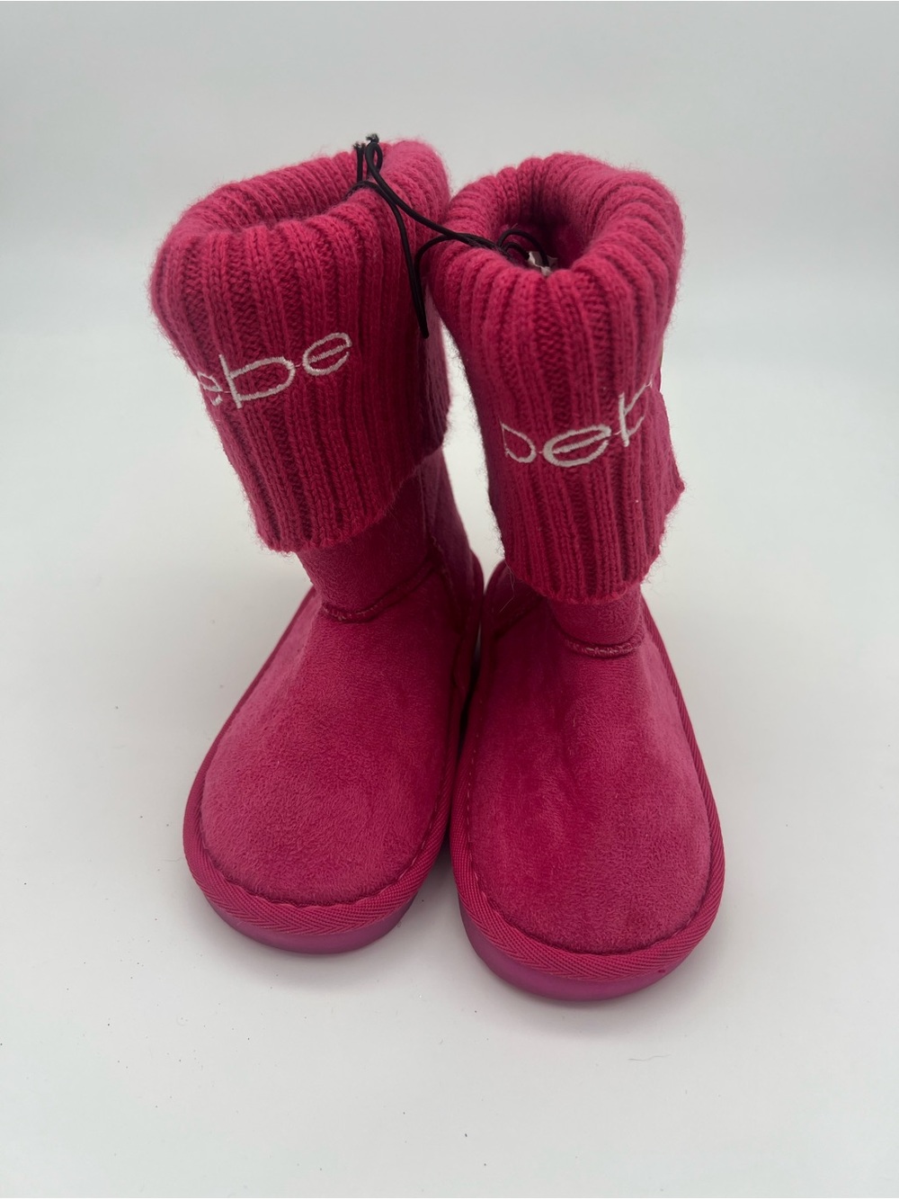 Bebe light up hot pink boots girls size 12 heart button fur lining faux suede - Picture 3 of 8